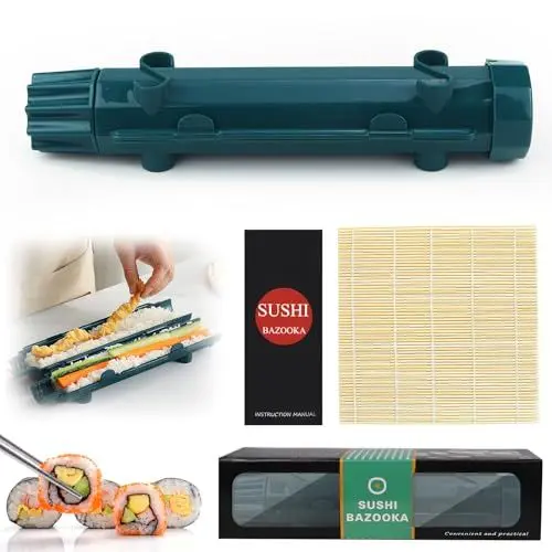 Produktbild: CHRI Sushi Maker Bazooka,Sushi Set zum Selber Machen, Roller Maker Sushimaker Bazooka und Bambusmatte for Anfänger (Marineblau)