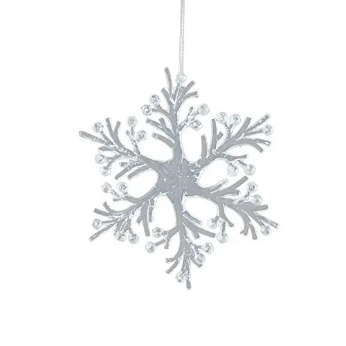 Produktbild: Christbaumschmuck Figuren Anhänger Mini Schneeflocken Holzscheiben Streudeko für Christbaum Adventskalender Puppenhaus Dekoration