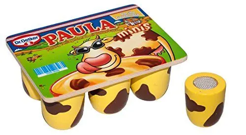 Produktbild: Tanner - Der kleine Kaufmann DEKO Dr. Oetker Paula Minis (Kaufladenzubehör, 6er-Pack, aus Holz, scannbar) 0992.7