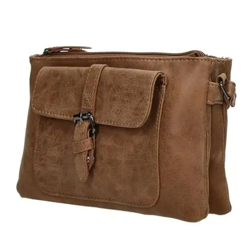 Produktbild: Christian Wippermann kleine Damen Tasche Schultertasche Umhängetasche Crossover Bag Leder Optik Handtasche Camel