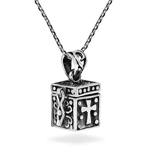 Produktbild: Christliches Gebetskasten-Medaillon aus 925er-Sterlingsilber.
