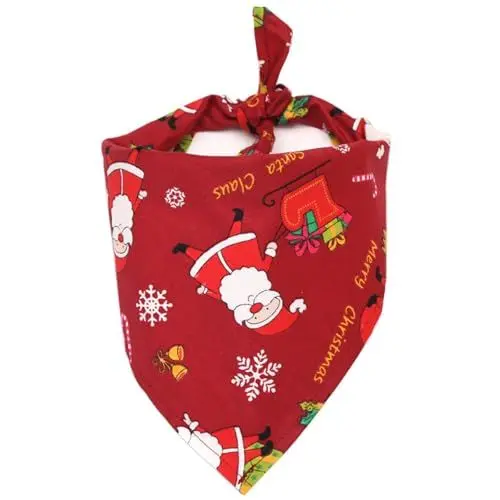 Produktbild: Christmas Dog Adjustable Pet Scarf Soft Comfortable Dog Kerchief Groomers Winter Holiday for Small Medium Large Dogs Cats Grooming Hundehalsband Mit Beleuchtung (Red, One Size)