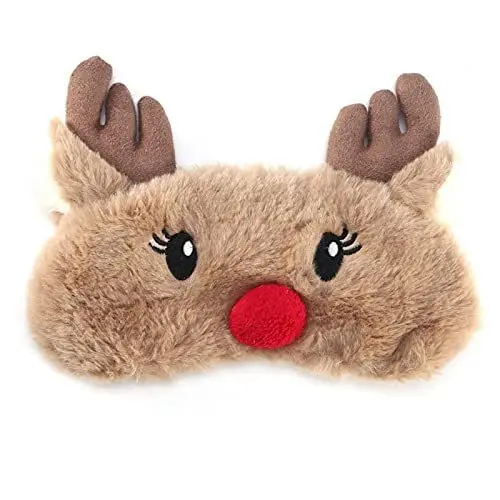 Produktbild: Schlafmaske für Weihnachten, niedlich, Tier, Augenschutz, Schlafmaske, Hirsch, Pappe, Nickerchen, Lidschatten, Maske für Mädchen, Damen, Erwachsene (jeweils)