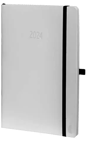 Produktbild: Chronoplan 50934 Buchkalender Kalendarium 2024 (Terminplaner A5 (135x210mm) mit Softcover, Wochenplaner, 1 Woche auf 2 Seiten, mit flexibler Stiftschlaufe, Einmerkband, Gummiverschluss) weiß
