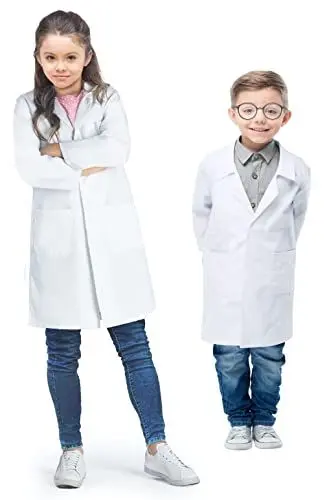 Produktbild: Chrysotex Professioneller Laborkittel für Kinder, 100% Baumwolle, Druckknopfverschluss, Drei Taschen, Für Jungen und Mädchen von 4-14 Jahren (4-6 Jahre)
