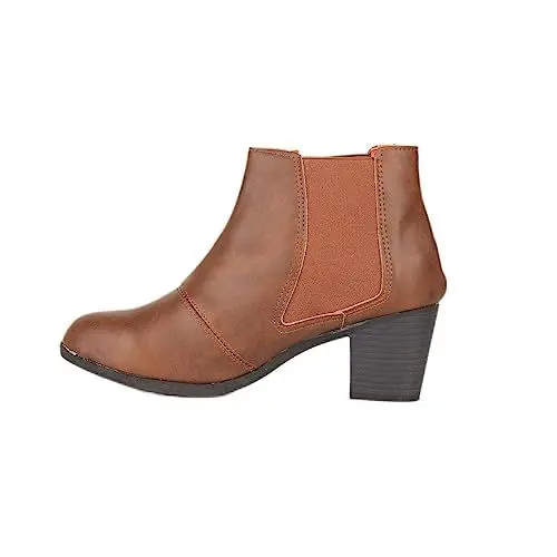 Produktbild: CHSHOER Klassische vielseitige Damen Stiefeletten 6cm Blockabsatz(Braun,40)