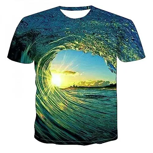 Produktbild: CHSLO Herren T-Shirts 3D Druck Sommer 3D Meer Welle Landschaft Farbe Druck männer t-Shirts Mode Atmungsaktive Spray Grafik t-Shirts t-Shirt