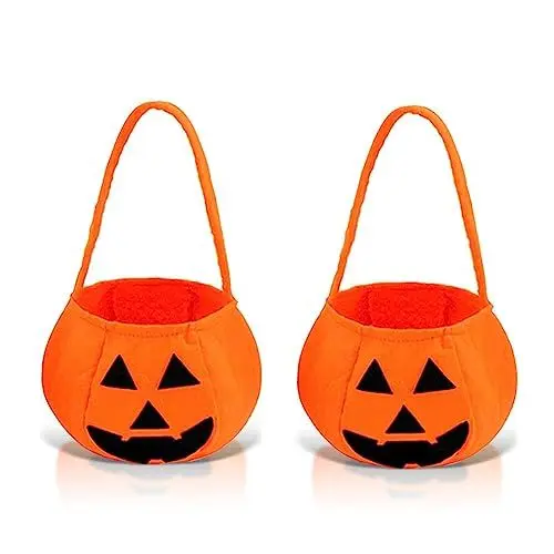 Produktbild: CHUANGOU 2 Stück Halloween Tasche für Süßigkeiten, Halloween Tasche Kinder, Halloween Korb für Süßigkeiten, für Halloween Süßigkeiten Halloween Party Deko