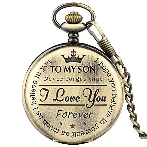 Produktbild: CHUANGOU Taschenuhr -von einem Vater/Einer Mutter zu einem Sohn Geschenk Quarz Taschenuhr,Kupfer
