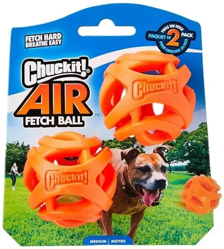 Produktbild: Chuckit! Air Fetch Hundespielzeug, Größe M, 6,3 cm Durchmesser, für Hunde von 9-27 kg, 2 Stück