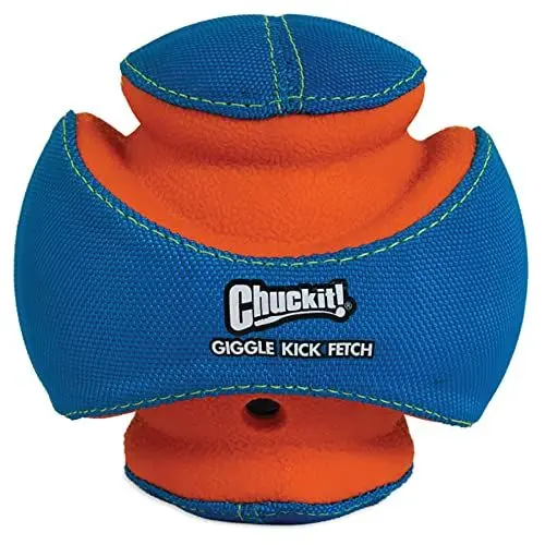 Produktbild: Chuckit! - Giggle Kick Fetch Small - Verfolgungsball für Hunde - Kauball für Hunde - Gibt interessefördernde Geräusche von Sich - Größe Small - Durchmesser 14 cm