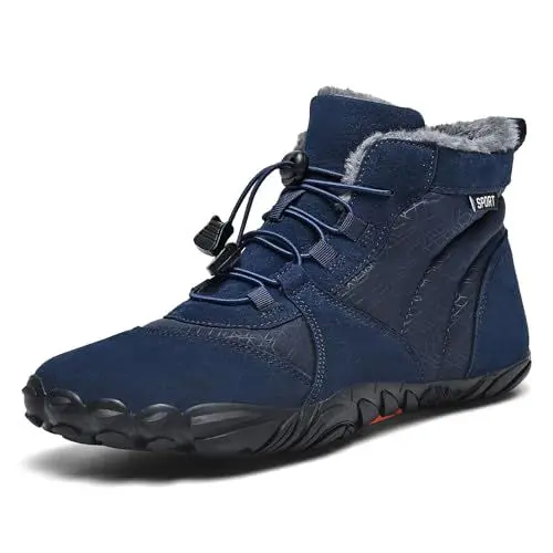 Produktbild: Chueuv Barfußschuhe Winter Winterschuhe Barfuss Schuhe Gefüttert Warm Winterstiefel für Damen Herren Blue 38