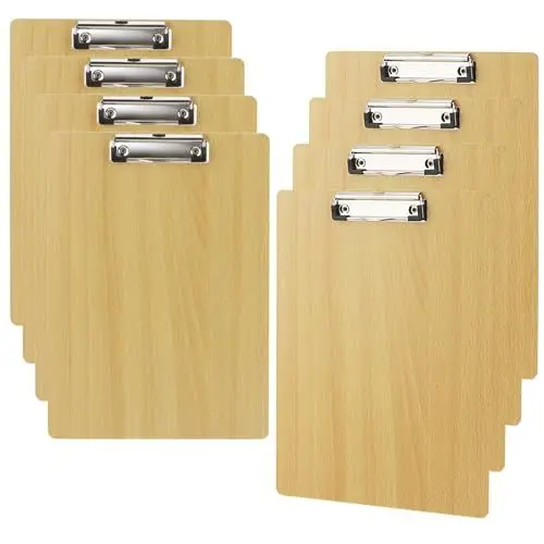 Produktbild: CHUIFAI 8 Stück Klemmbrett Holz A4, Holz Schreibbrett mit Clip und Aufhängeose, Schreibplatte Hartplatten Klemmbrett A4 Clipboard für Büro, Restaurant, Schule