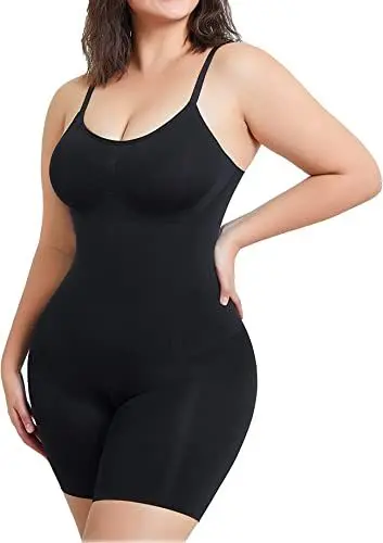 Produktbild: CHUMIAN Shapewear Damen Bauchweg Shaping Bodysuit Miederbody Stark Formend Body Shaper Nahtlose Formende Bodys Figurformender (Schwarz, L-XL)
