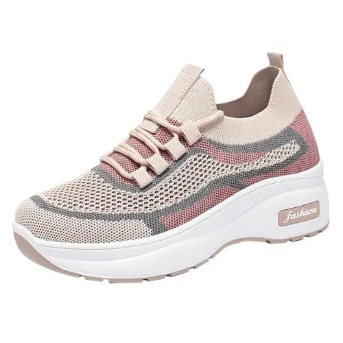 Produktbild: Chunky Loafers Damen Schwarz Espadrilles Damen 41 Damen Frühling und Dickbesohlte Lässige Höhenverstärkende Atmungsaktive Orthopädische Freizeitschuhe Schuhe Damen Frühling Damen (Beige, 37)