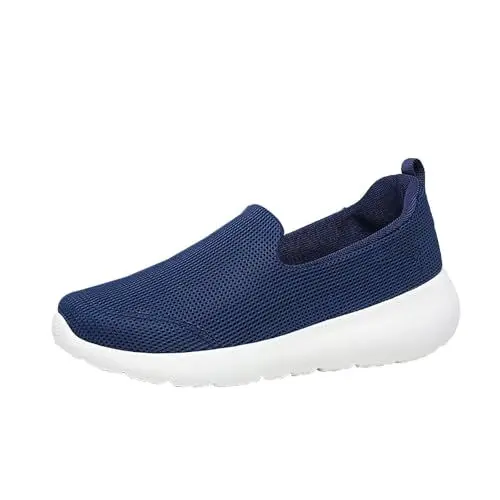 Produktbild: Chunky Loafers Damen Schwarz Schuhe Von Damen Modische Damen-Sneakers für den, Flache Schuhe, leicht, atmungsaktiv, gewebtes Mesh wasserdichte Barfußschuhe Damen Damen Slipper (Blue, 38)