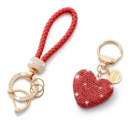 Produktbild: CHUQING Herz Schlüsselanhänger Partner Auto Schlüsselanhänger glitzernder Strass-Schlüsselanhänger Geschenk Für Pärchen, Valentinstag, Weihnachten,Rot
