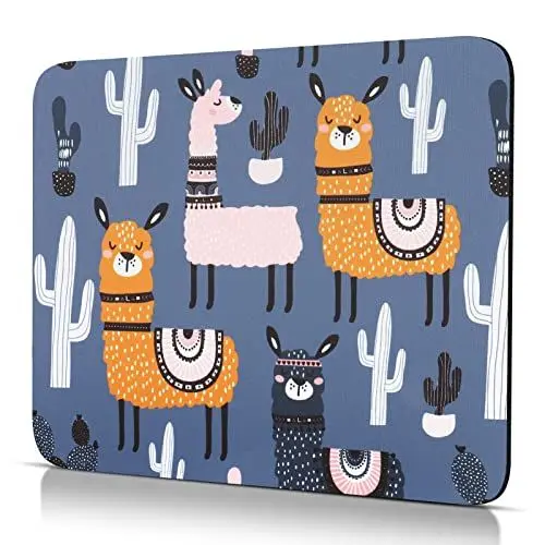 Produktbild: CHUQING Mauspad Klein Mousepad mit Motiv rutschfest 24 x 20 cm Anti-Rutsch Mouse pad Alpaka Design Kaktus