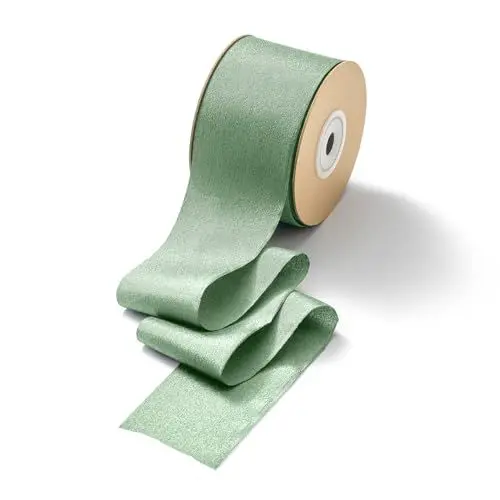 Produktbild: CHUQING Schleifenband Grün Geschenkband breit 5 cm seidenband eukalyptus Grün Dekoband Salbeigrün Chiffonband Hochzeit