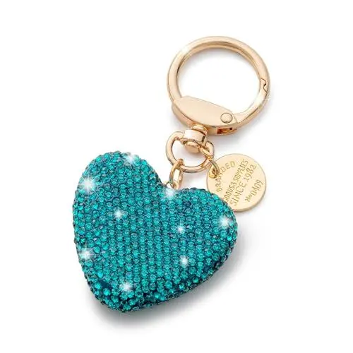 Produktbild: CHUQING Schlüsselanhänger auto Geschenk Schlüsselbund mit Herzanhänger Strass-Schlüsselanhänger,pfauenblau