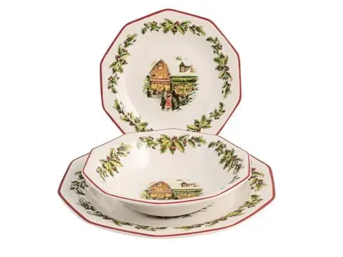 Produktbild: Churchill, Holly Toys Tafelservice, 18-teilig, Earthware, Weihnachten, 842474. Mehrfarbig
