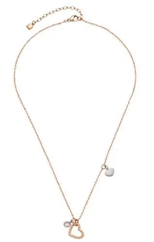 Produktbild: CIAO BY LEONARDO Damen-Halskette Amore, Edelstahl IP roségold mit Anhängern in Herzform und Glasstein, mit Karabinerverschluss, Länge 400 mm, 016911