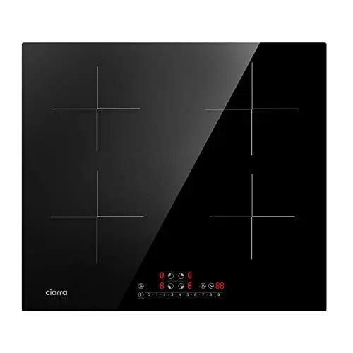 Produktbild: CIARRA CBBIH4B 4 Zonen Einbau Induktionskochfeld mit Power Booster Touch-Bedienung Kochfeld Induktion Herdplatte mit 4 Platten 9 Leistungsstufen Induktionskochplatte 60cm (7,200W)