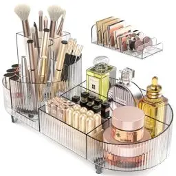 Produktbild: Cibert 360° Drehbarer Make Up Organizer Set mit Kosmetik Organizer Lidschatten und Lippenstift Organizer, Kosmetik Aufbewahrung, Kosmetikorganiser für Schminktisch, Schlafzimmer, Badezimmer