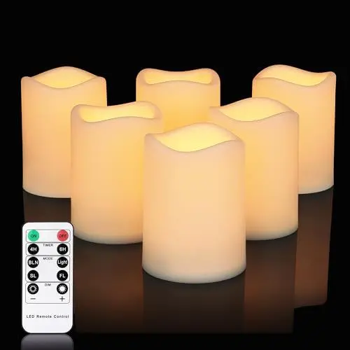 Produktbild: Cibnew LED Kerzen für den Außenbereich,Flammenlose Kerzen mit Timer batteriebetrieben flackernde für Hochzeit Party Home Weihnachten, 6er-Set (Warm Weißer)