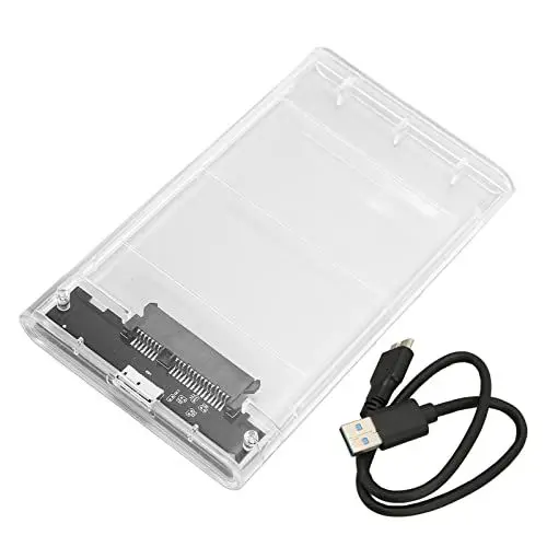 Produktbild: ciciglow 2,5-Zoll-Festplattengehäuse, USB3.0-Festplattengehäuse, Tragbares, Durchsichtiges Festplattengehäuse für 2,5-Zoll-SATA-HDD-SSD-Unterstützung, UASP/2 TB-Laufwerke, Werkzeugfreies Design