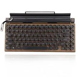 Produktbild: Retro-Schreibmaschinen-Tastatur, 83 Tasten mit einstellbarer Helligkeit, Retro-Tastatur, mechanisch, kabelgebunden und kabellos, mit Tablet-Halterung, abnehmbare Vintage-Tastatur, Punk, rund, für