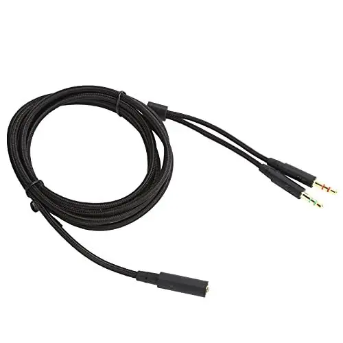Produktbild: Audio Y Splitter Kabel, 2 in 1 Splitter Adapter Kabel Kopfhörer 3.5mm Computer-Kopfhöreradapterkabel Schwarzer Flechtdraht Audio Kabel für Kingston Cloud Stinger/Cloud Mix/Cloud