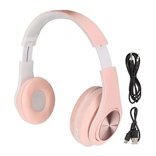 Produktbild: ciciglow Cat Ear PC-Gaming-Headset, Rauschunterdrückung, Kabelloser Gaming-Kopfhörer, Leuchtende LED-Licht, Tiefer Bass, Faltbare Kopfbügel-Kopfhörer mit Weichen Ohrenschützern(Rosa)