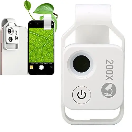 Produktbild: ciciglow Handy-Mikroskop, 200X Handy-Taschenmikroskop mit CPL-Objektiv, Universeller Handyclip, Tragbare Digitale Mikroskopkamera für Smartphone(Weiß)