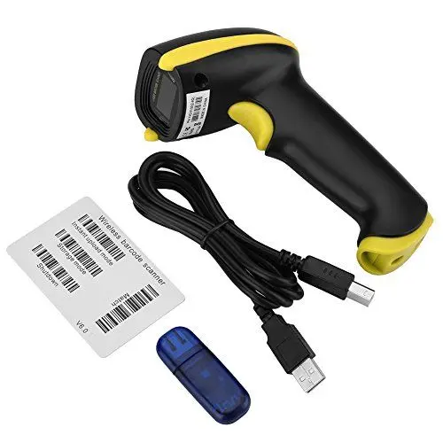 Produktbild: ciciglow Scanner-Lesegerät, Drahtloser Barcode-Handscanner, 2,4 GHz, Zwei Verbindungsmodi, Hohe Empfindlichkeit für Lager, Supermarkt, Hotel und Mehr(Gelb)
