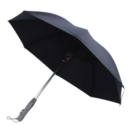 Produktbild: ciciglow Sonnenschirm mit Ventilator und Nebelspray, UPF50+ Sonnen- und Regenschirm, 8 Rippen, 2600 MAh Wiederaufladbarer Tragbarer Regenschirm für Heiße Sommer (BLACK)