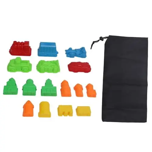 Produktbild: ciciglow Strand-Sandspielzeug, 16 Stück Strandspielzeug für Kinder mit Aufbewahrungstasche, Reise-Sandkasten-Spielzeug, Sandburg-Formen, Sicheres Strandspielzeug für Kinder