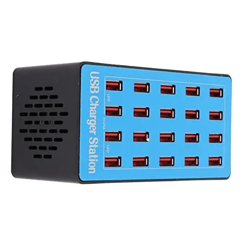 Produktbild: ciciglow USB Hub Ladegerät, 20 Port, 100W, USB Ladestation Mehrere Geräte, Mehrfacher Schutz, High Speed Ladeadapter, Rutschfestes Design, für Smartphones, Tablets, Blau