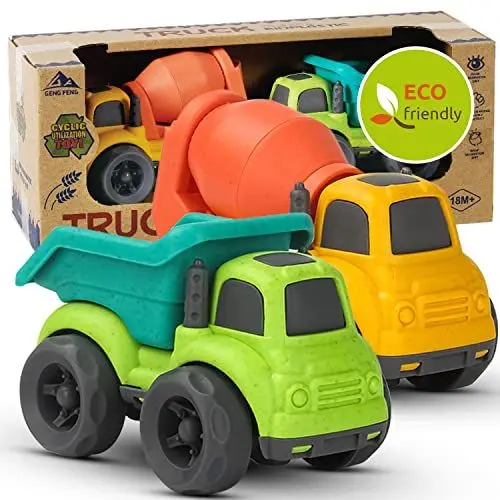 Produktbild: Cicili LKW Spielzeug ab 1 Jahr, nachhaltiger Bio-Kunststoff Kinder Set ab 2 Jahr Indoor Outdoor Sandspielzeug für Mädchen Jungen, Badewannenspielzeug Sandkasten (Grüner)