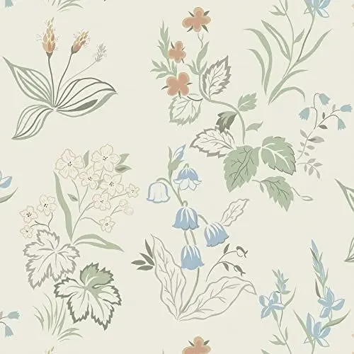 Produktbild: CiCiwind Blumentapete Selbstklebend 39×500cm Beige Grün Blume Blatt Tapete Wasserdicht Möbelfolie Selbstklebende Verdicken Wohnzimmer Schlafzimmer Wand Schrank Vinyl Klebefolie