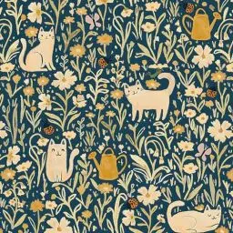 Produktbild: CiCiwind Selbstklebende Tapete 41×300cm Blumen Tapete Blau Möbelfolie Selbstklebend Gelbe Blume und Katze Muster Tapete Verdickung Vinyl Klebefolie Für Wohnzimmer Schlafzimmer Kinderzimmer