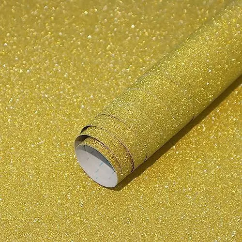 Produktbild: CiCiwind Selbstklebende Tapete 44×300CM Gold Glitzer Tapete Möbelfolie Selbstklebend Wandverkleidung Selbstklebend Vinyl Klebefolie für Wohnzimmer Schlafzimmer Wand Schränke Tisch Dekor