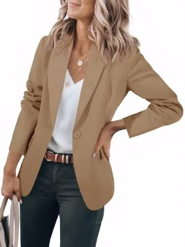 Produktbild: Cicy Bell Damen Casual Blazer Offene Front Langarm Arbeit Büro Jacken Blazer Dunkles Khaki XL