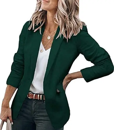 Produktbild: Cicy Bell Damen Casual Blazer Offene Front Langarm Elegant Arbeit Büro Jacken Blazer Dunkelgrün XL