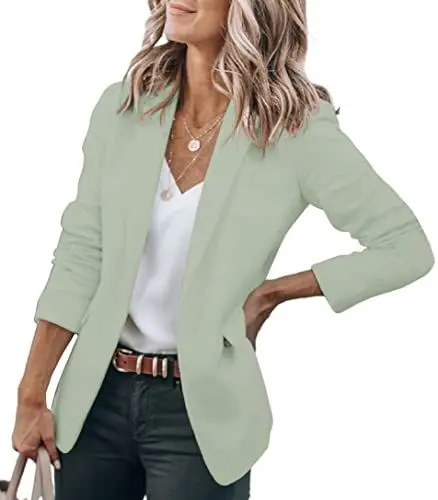 Produktbild: Cicy Bell Damen Casual Blazer Offene Front Langarm Elegant Arbeit Büro Jacken Blazer Light Green M