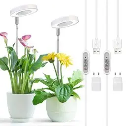 Produktbild: Cieex 2 Stück Pflanzenlampe Led Vollspektrum, Pflanzenlampe für Zimmerpflanzen, Pflanzenlicht, Pflanzenleuchte mit -Auto-Timer,USB Adapter 4 Helligkeits-Verstellbare Höhe