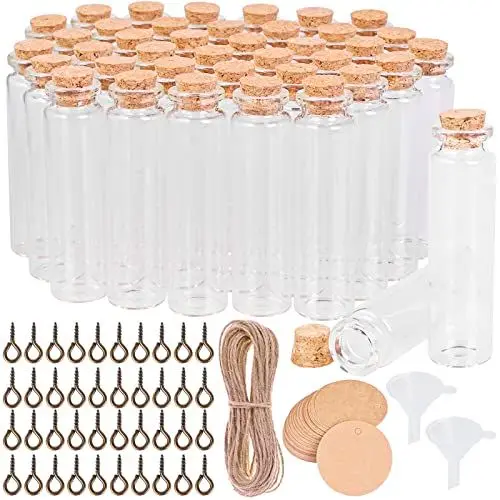 Produktbild: Cieex Reagenzglas mit Korken, 40 x 20 ml Mini Glasflaschen mit Korken, Gewürzgläser klein Hochzeitsdeko Gastgeschenke Deko Weihnachten