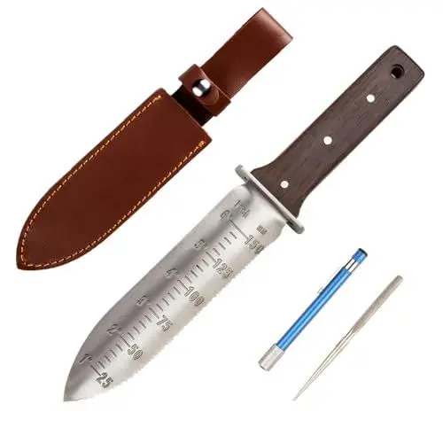 Produktbild: CIELCERA Hori Hori Garden Messer mit schärfen Stab, Ideal - Graben im Garten - und Landschaftsbau Jäten Instrument, Klinge aus Rostfreiem Stahl mit Schützenden Handschutz