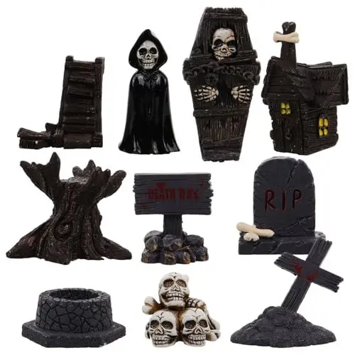 Produktbild: Ciieeo 10 Stück Halloween Kugeln Mini Hausfiguren Mini Harzfiguren Halloween Miniaturen Zubehör Mini Figuren Mini Ornamente Halloween Figuren Heimdekoration Miniatur Dinge