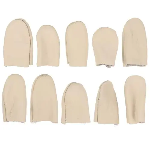 Produktbild: Ciieeo 10 Stück PU-Leder Fingerhut Fingerschutz Abdeckungen Nadelfilz Daumenschutz für Handwerk Nähzubehör